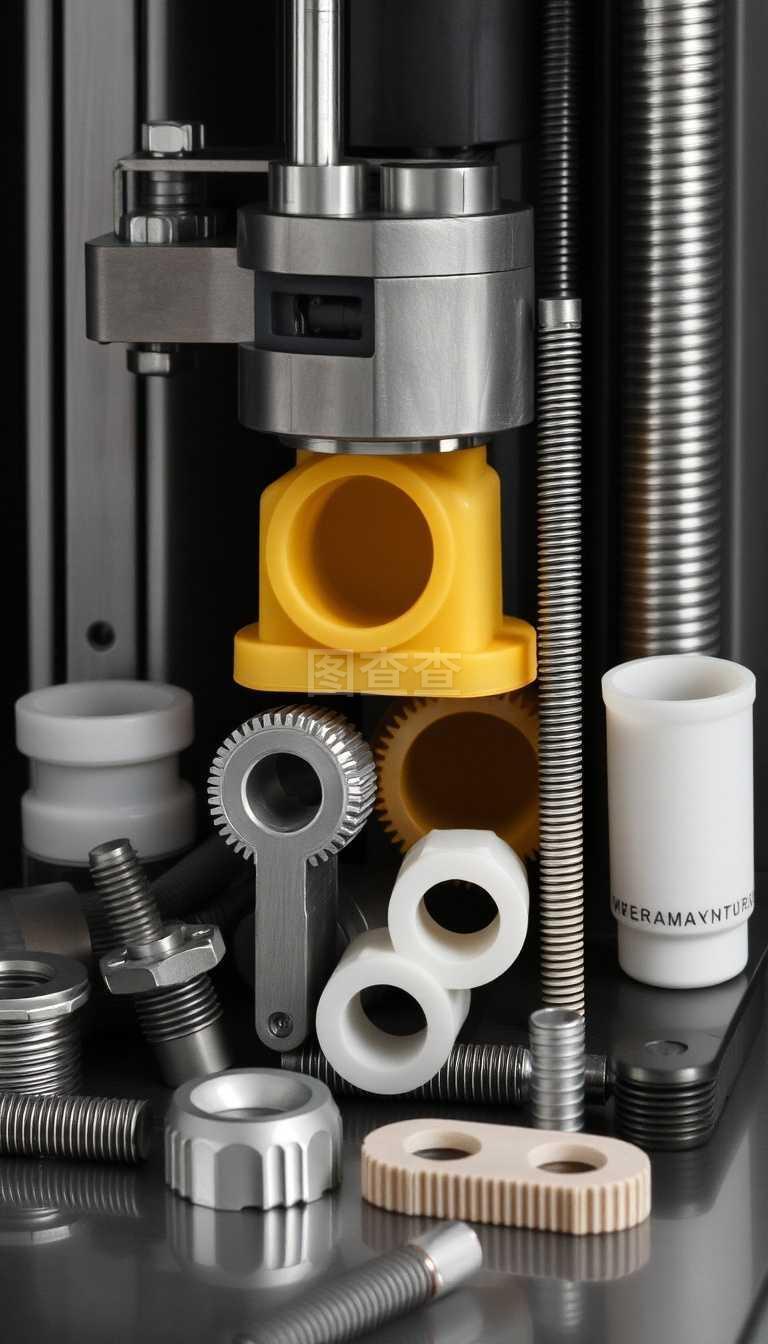 塑料和金屬機械部件.垂直圖像